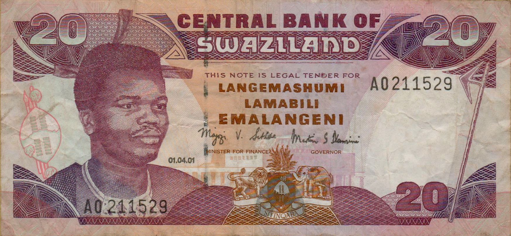 Swaziland 20 2001 VF P-30/a